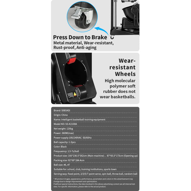 SIBOASI Basketball Rebound Machine – Automatic Ball Return, Smart Training System, Model K2100A