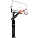 Gared All Pro Jam basketball system with 42x72 inch tempered glass backboard on adjustable pole in residential driveway