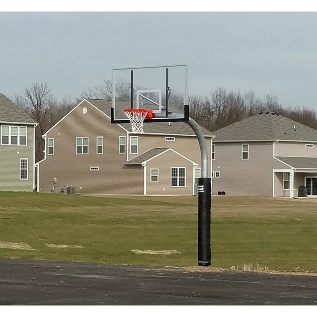 Gared Sports heavy-duty basketball goal with 5-9/16" gooseneck system on outdoor court