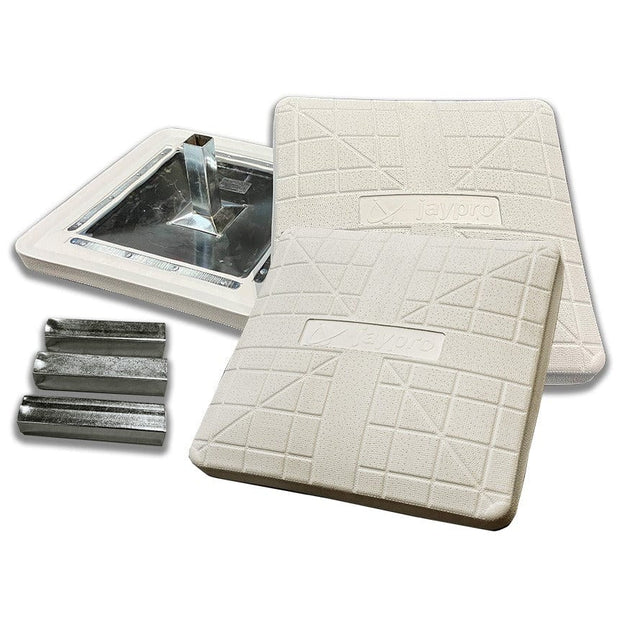 Set of three high-quality Jaypro Sports Pro-Style Hollywood baseball bases on a field