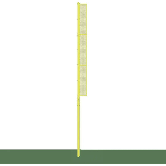 Yellow Jaypro Baseball and Softball Foul Pole set up on a field