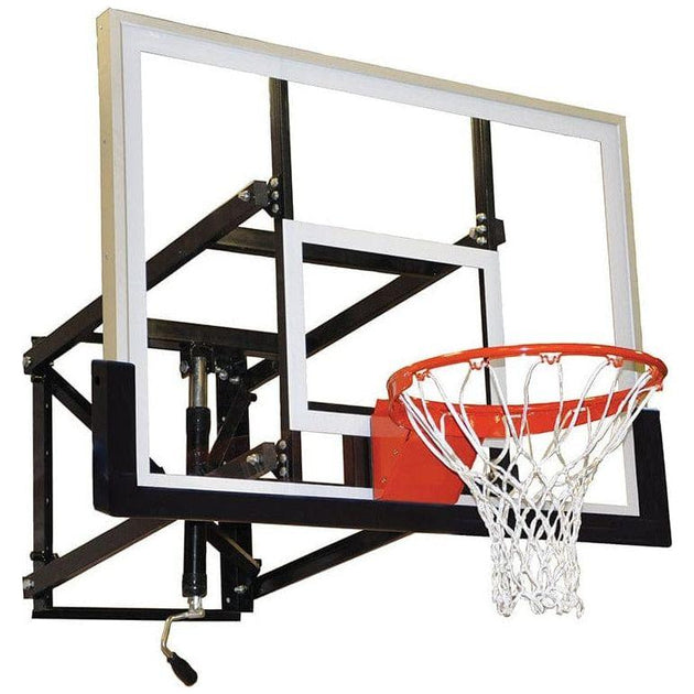 Jaypro Sports WM-65 Wall-Mounted Basketball Shooting Station in adjustable height position