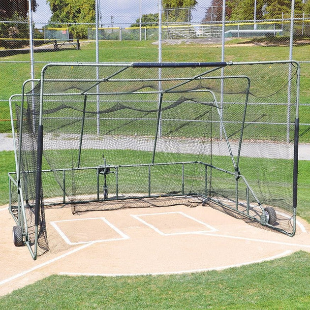 Portable Jaypro Sports Batting Cage with mesh netting and folding frame