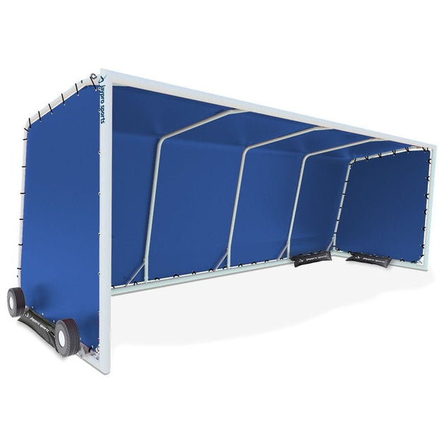 Aluminum-framed Jaypro Club Team Shelter, featuring UV-protected weather resistant covering and removable sections