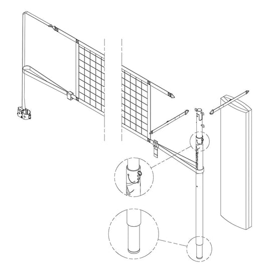 Jaypro FeatherLite Volleyball Net Center Upright System (3 in. Floor Sleeve) PVBC-450