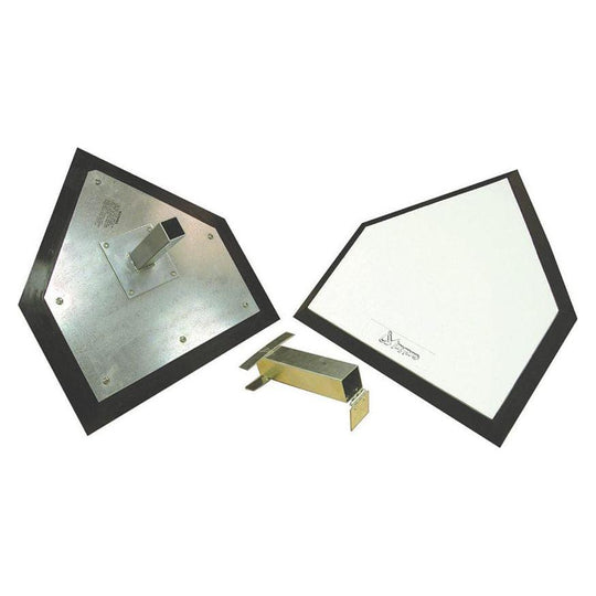 Jaypro Sports Home Plate - Major League, mounted on a ground anchor