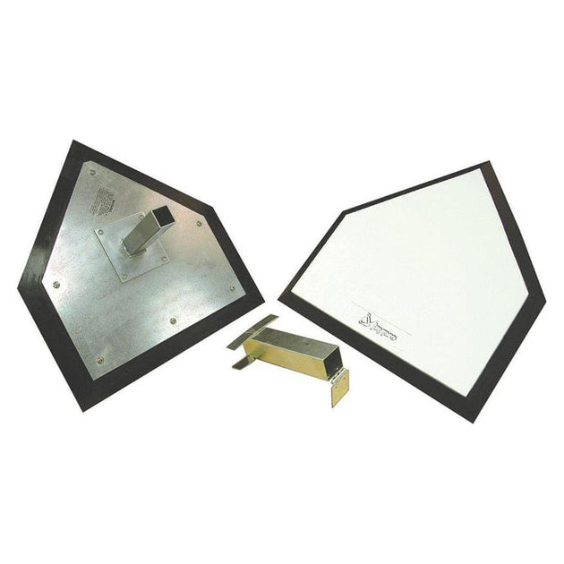 Jaypro Sports Home Plate - Major League, mounted on a ground anchor