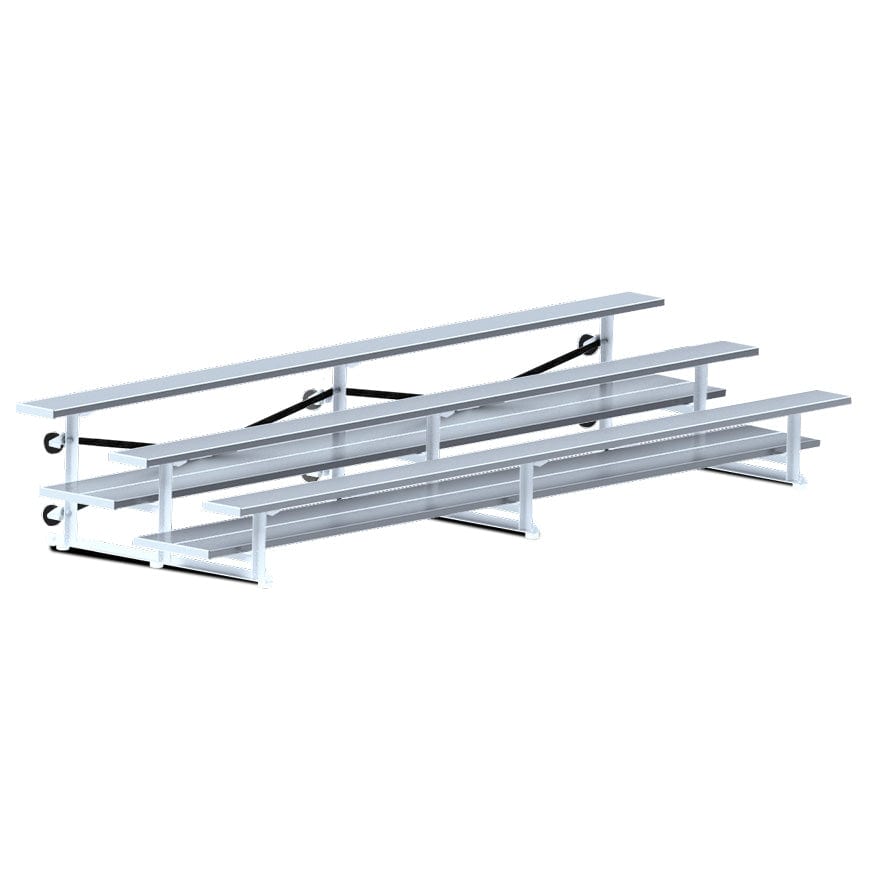 Jaypro Indoor Bleacher - 15 ft. (3 Row - Double Foot Plank) - Tip & Roll BLDP-3TRG