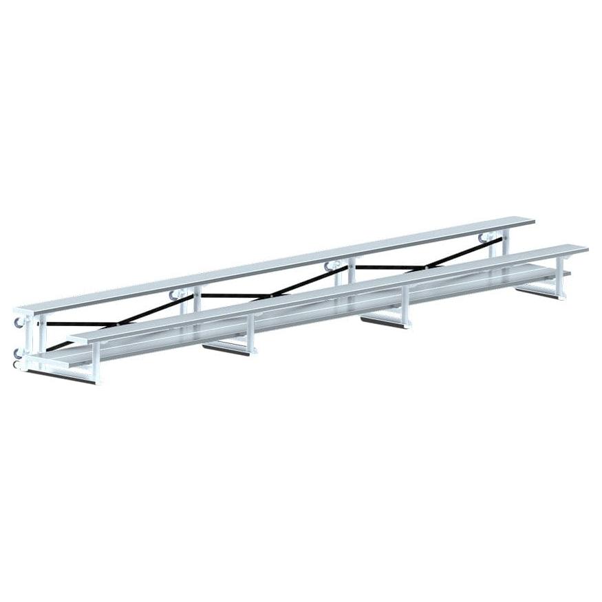 Jaypro Indoor Bleacher - 21 ft. (2 Row - Double Foot Plank) - Tip & Roll BLDP-221TRG
