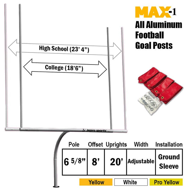 Jaypro Max-1 Football Goal Posts 20' Uprights 8' Offset (Semi-Permanent)
