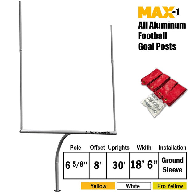 Jaypro Max-1 Football Goal Posts 30' Uprights 8' Offset (Semi-Permanent)