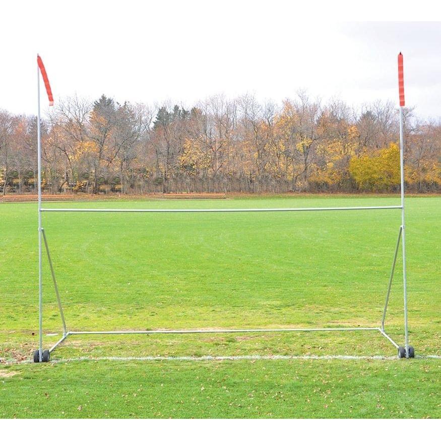 Jaypro Sports Portable Football/Soccer Practice H-Frame Goal (High School) set up on a field