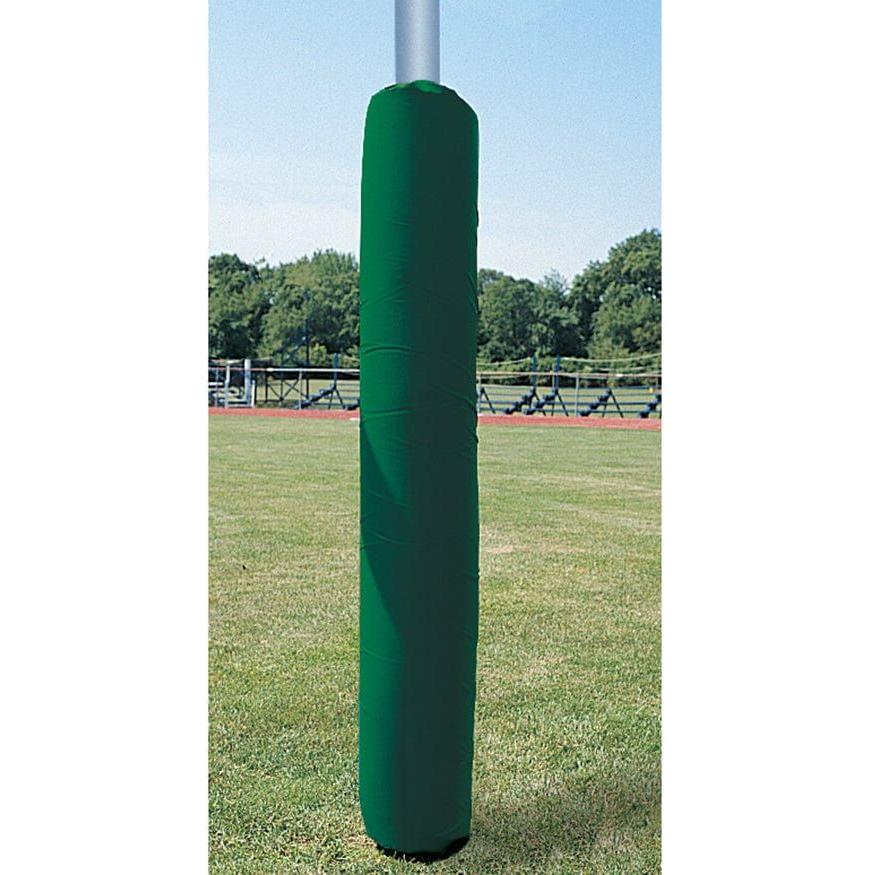 Jaypro Pro Basketball Goal Post Protector Pad installed on a basketball goal post outdoors
