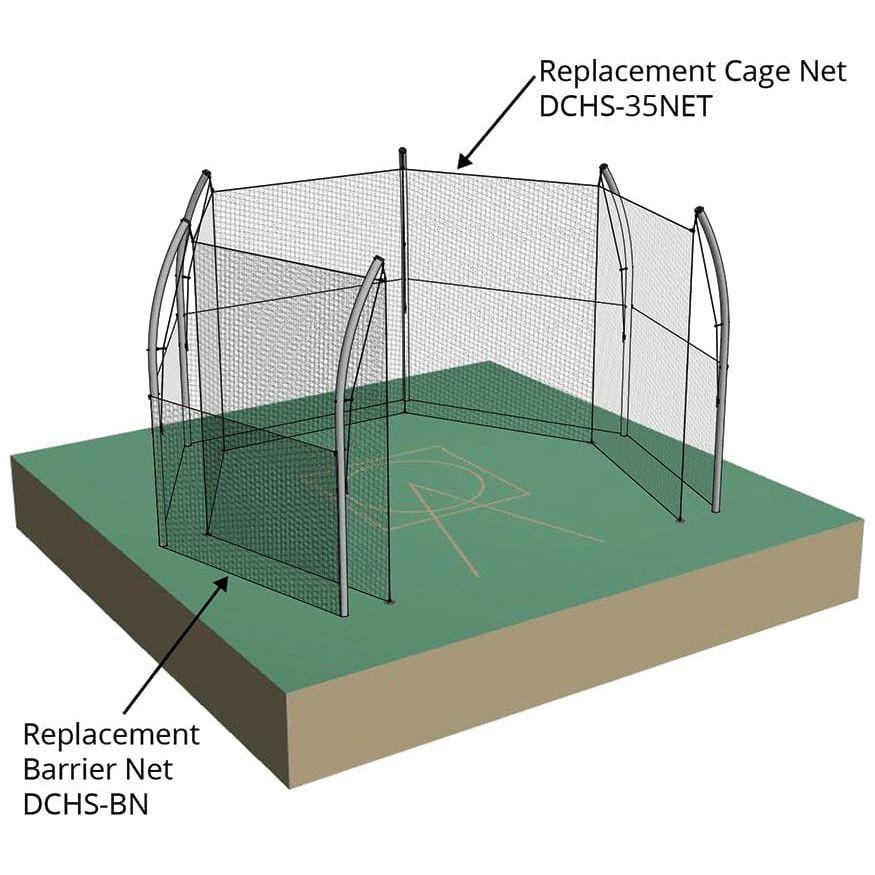 Heavy-duty Jaypro Replacement Discus Cage Net installed on a discus throwing cage