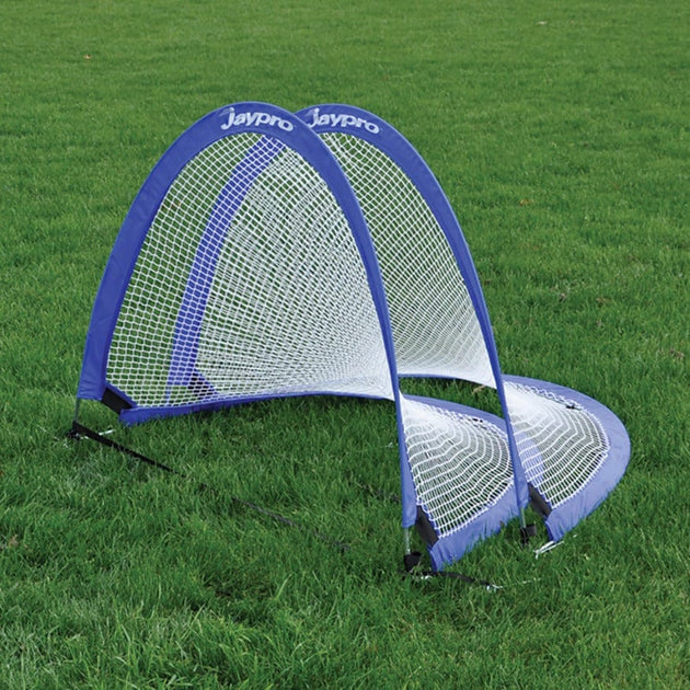 Jaypro Sports Soccer Pop-Up Goal Trainers SGPU7240B set up on grass