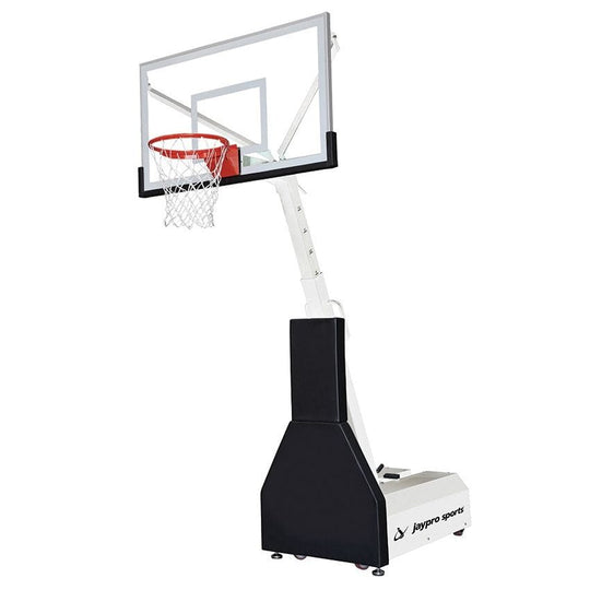 Jaypro Sports PB42 Portable Basketball System featuring a durable frame and 60-inch tempered glass backboard