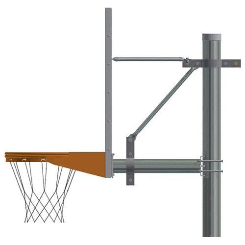 Jaypro Straight Post Basketball System (4-1/2" Pole with 4' Offset) 56"W x 36"H Aluminum Fan Backboard