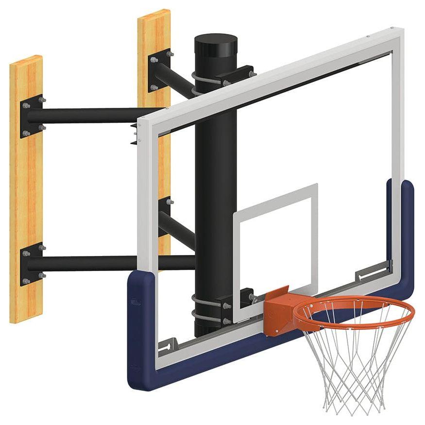 Jaypro Sports Wall-Mounted Shooting Station with 72 inch clear glass backboard and chrome hoop